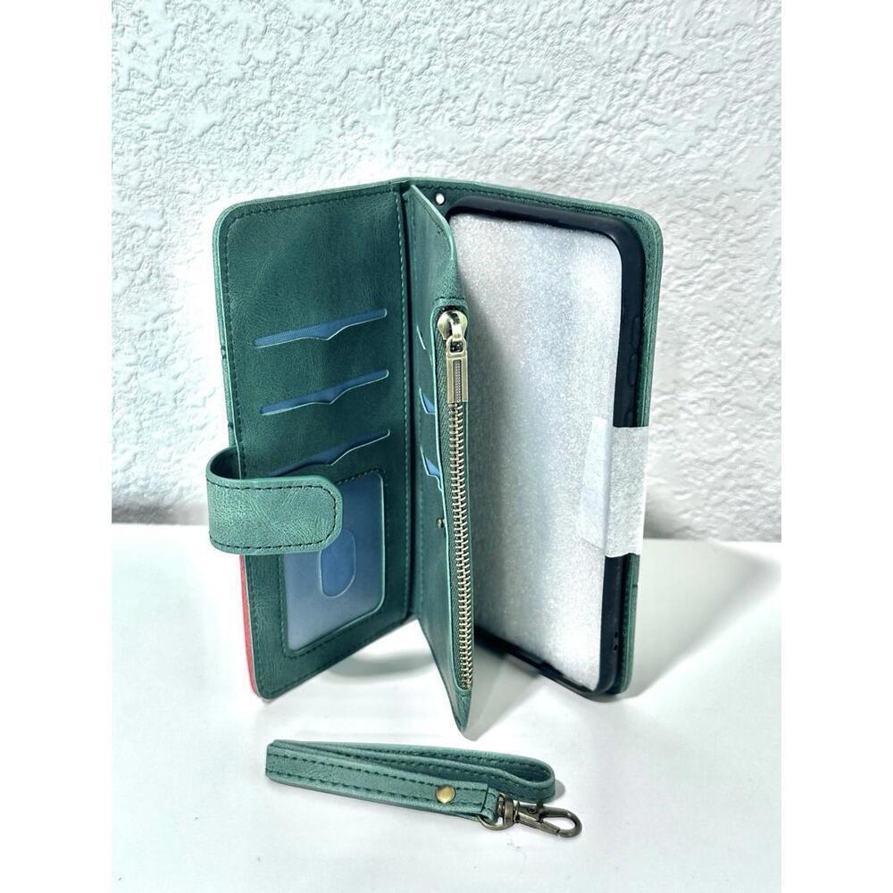 NEW Phone Case for Samsung A03 Core Flip Case Green and Red with Zipper & Magnet - Picture 5 of 5